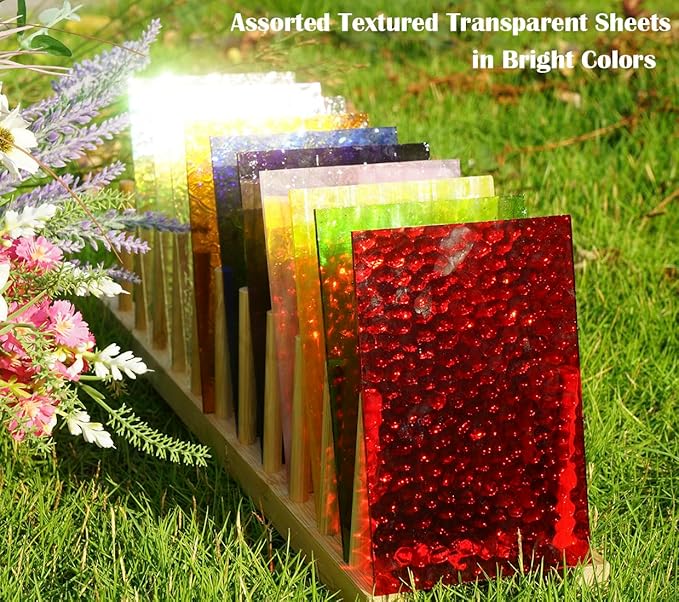 50pcs Vibrant Stained Glass Sheets - 4x6 Inches, Art Glass Packs for DIY Craft Mosaic Projects