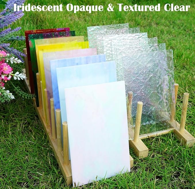 50pcs Vibrant Stained Glass Sheets - 4x6 Inches, Art Glass Packs for DIY Craft Mosaic Projects
