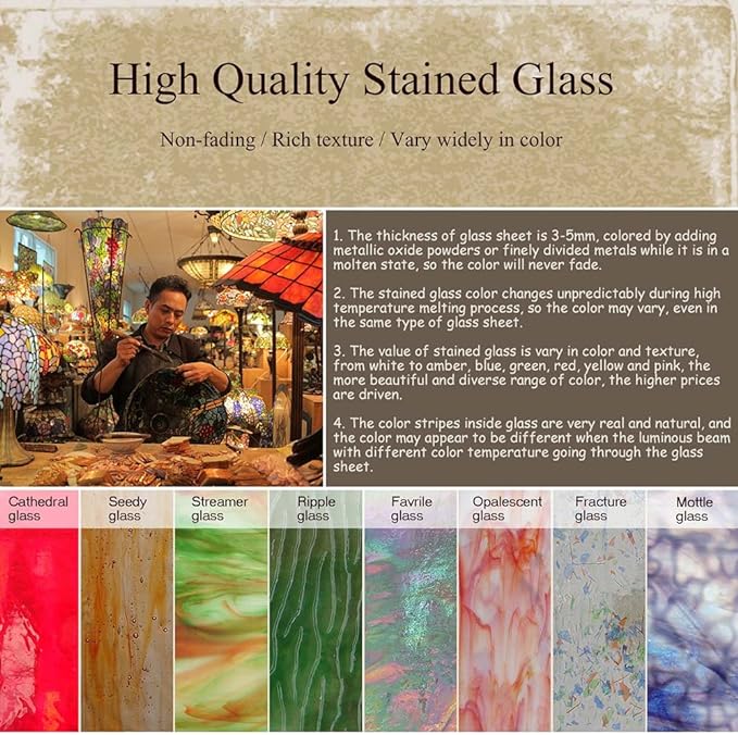 Bieye W10030 Victorian Tiffany Style Stained Glass Window Panel Hangings with Chain, 18" W x 25" H