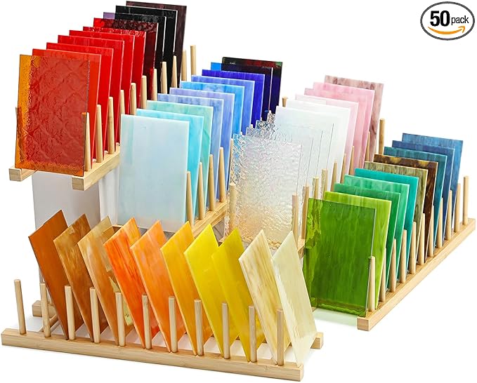 50pcs Vibrant Stained Glass Sheets - 4x6 Inches, Art Glass Packs for DIY Craft Mosaic Projects