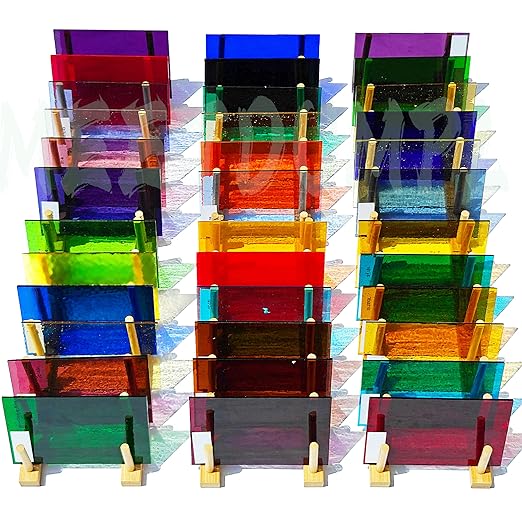 36 Pcs 4"x6" Stained Glass,Stained Glass Kit,Transparent Cathedral Stained Variety Pack
